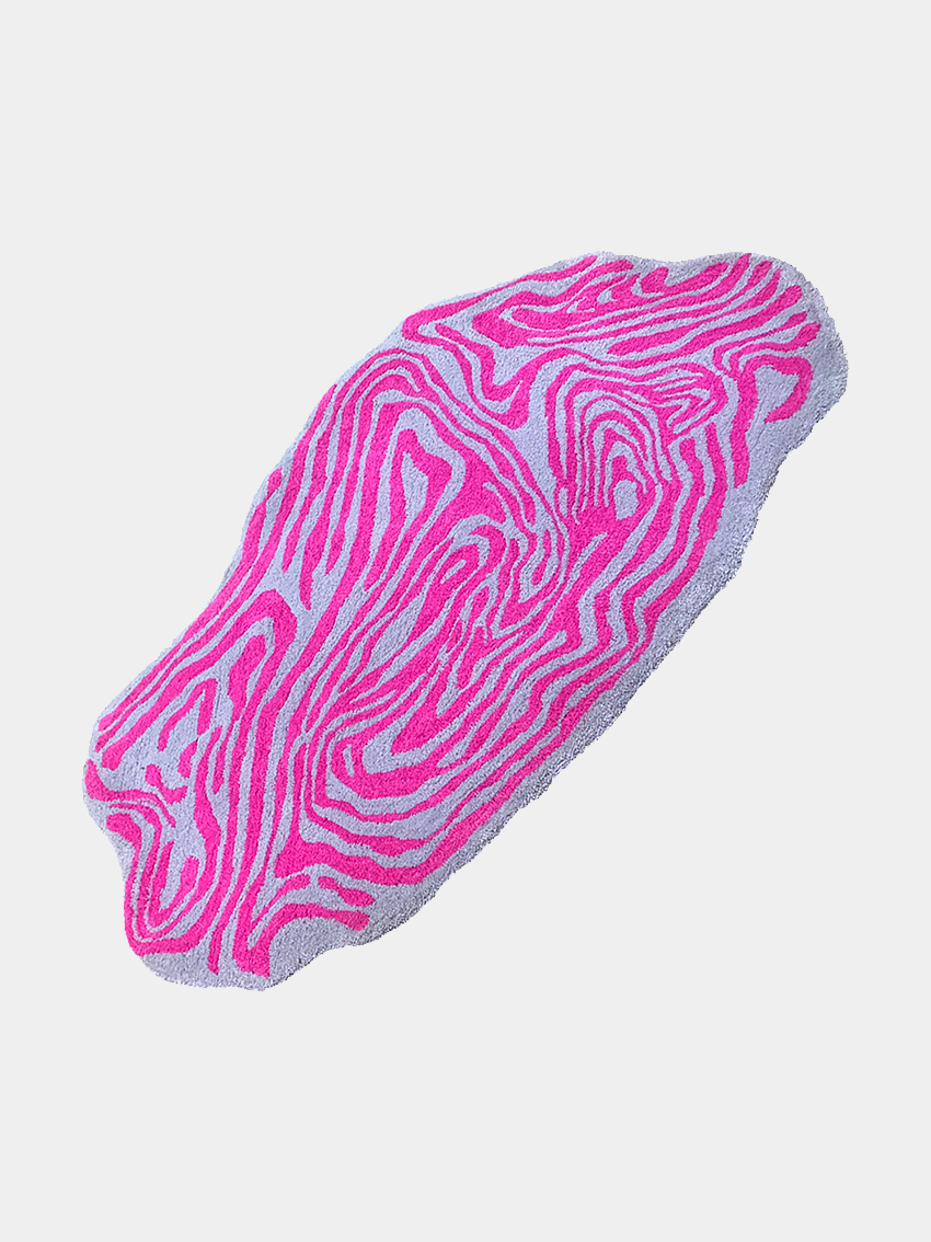 Kadda rug in grey and pink, handmade rug by Anne Bellinger, Copenhagen