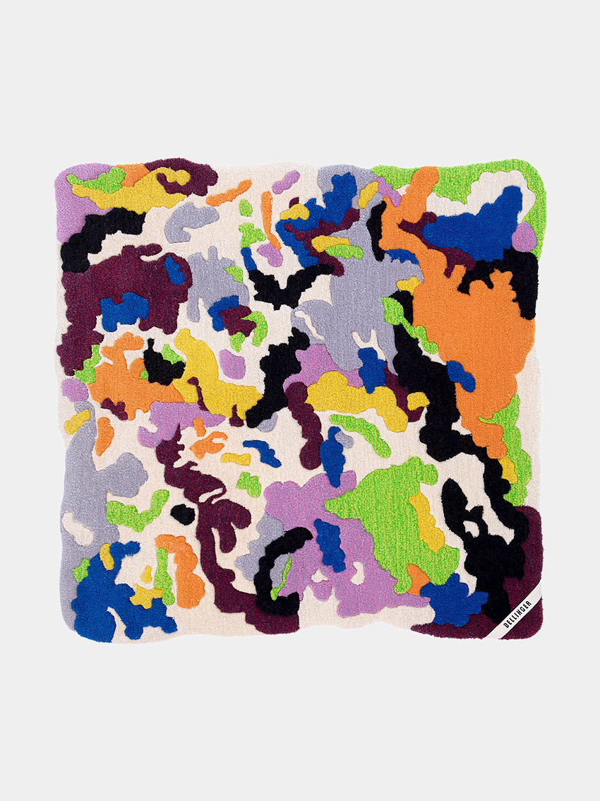 Blow me rug 1.30m x 1.30m, handmade rug by Anne Bellinger, Copenhagen