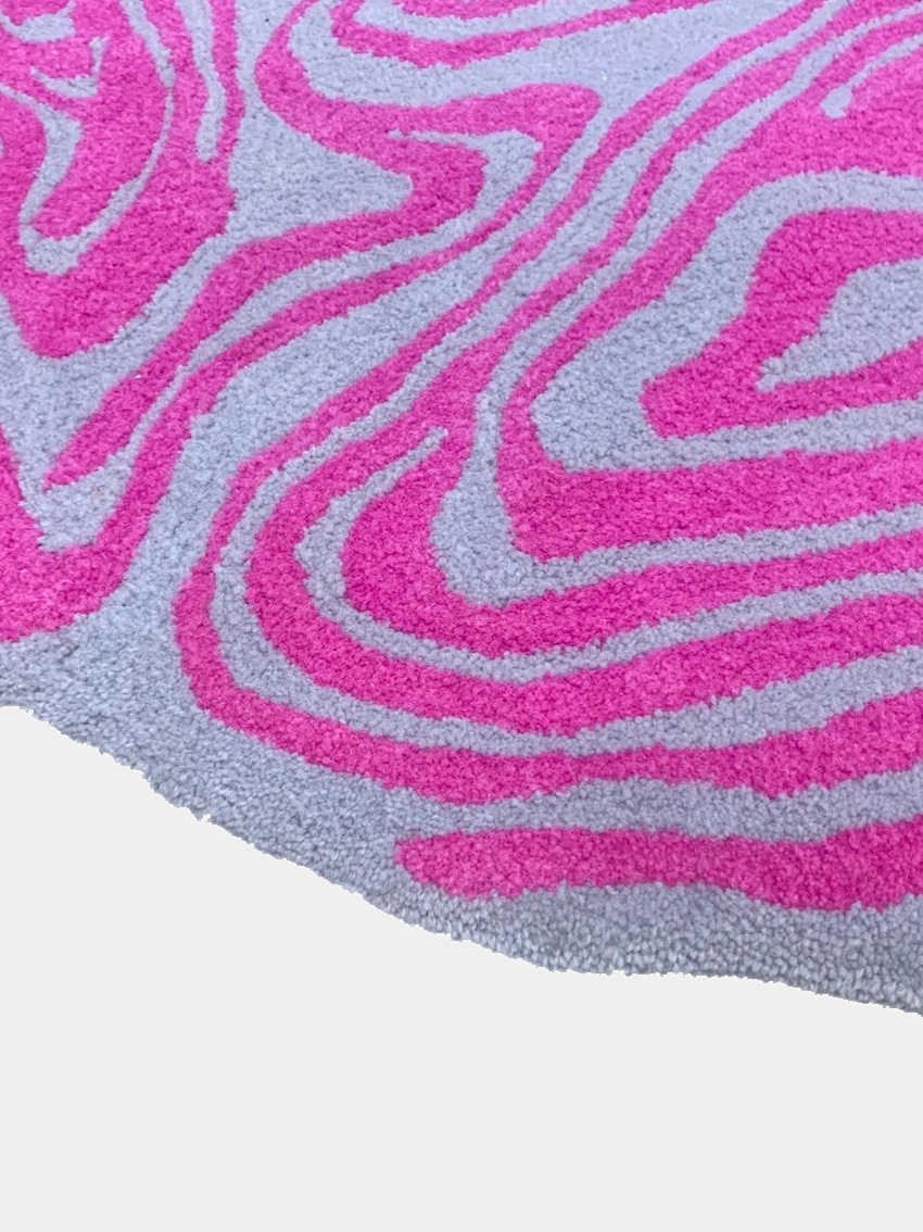 Kadda rug in grey and pink, handmade rug by Anne Bellinger, Copenhagen — view 2