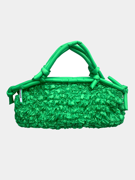 Blow Me Up Green Weekender, handmade bag by Anne Bellinger, Copenhagen